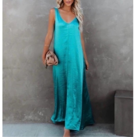 If By The Sea NWT Anthropologie Mermaid blue Maxi Dress SIZE XS - Picture 1 of 16